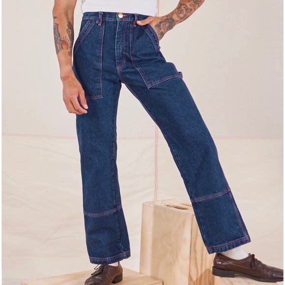 Big Bud Press Carpenter Jeans Dark Wash Size Large Womens Pants Workwear - Picture 1 of 10